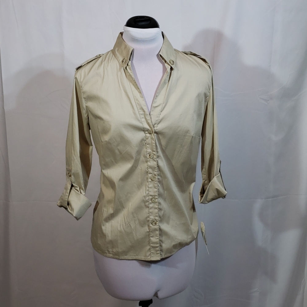 NWT MICHAEL Kors Stretch Button Down Top Size 8